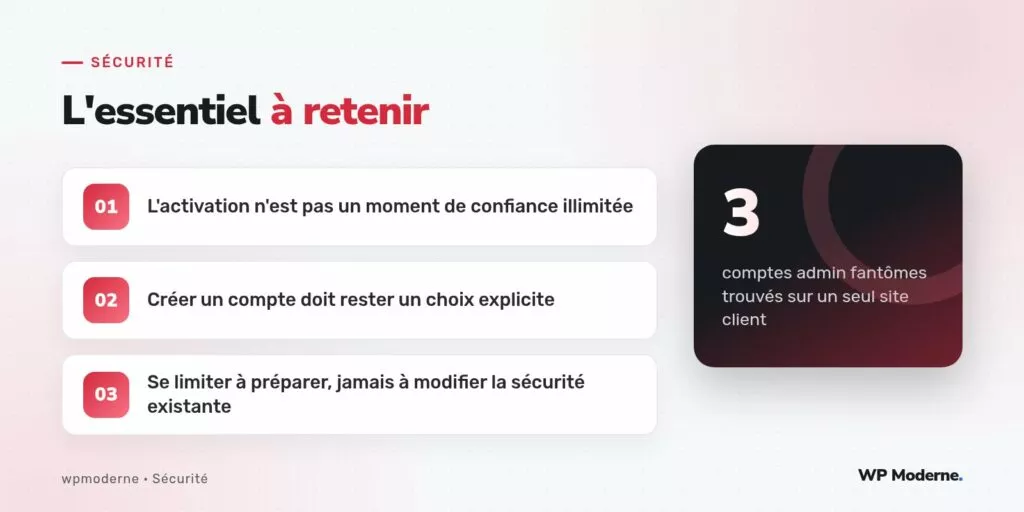 L'essentiel à retenir : L'activation n'est pas un moment de confiance illimitée ; Créer un compte doit rester un choix explicite ; Se limiter à préparer, jamais à modifier la sécurité existante