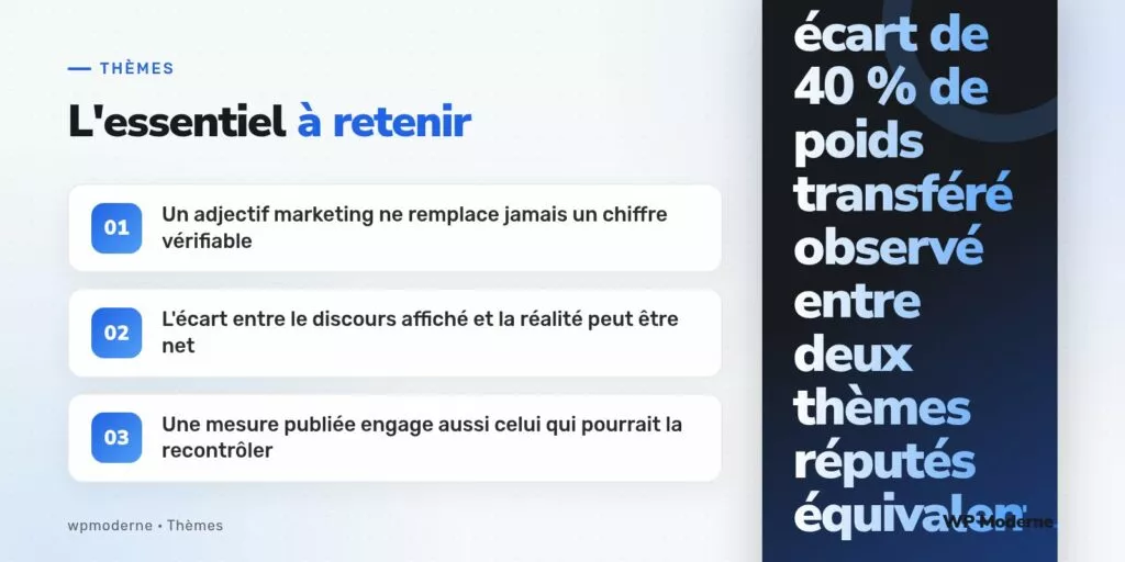 L'essentiel à retenir : Un adjectif marketing ne remplace jamais un chiffre vérifiable ; L'écart entre le discours affiché et la réalité peut être net ; Une mesure publiée engage aussi celui qui pourrait la recontrôler